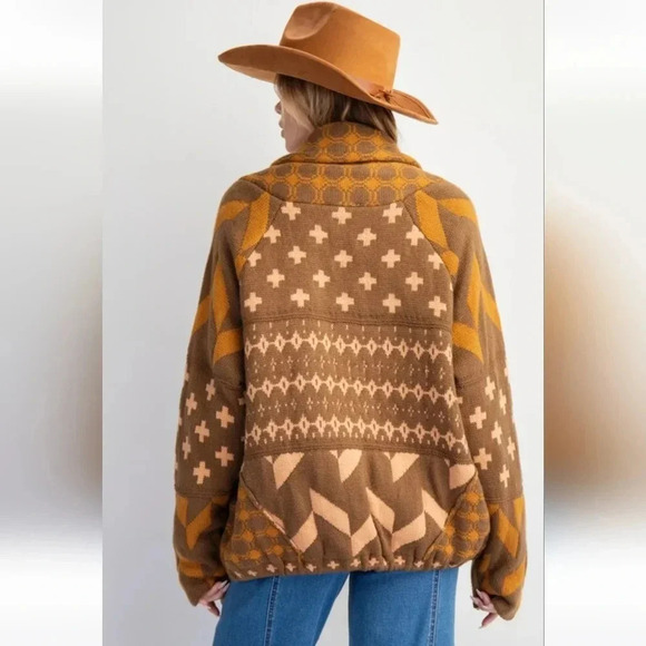 New Easel Ethnic Printed Knit Sweater Cardigan L - Picture 6 of 6